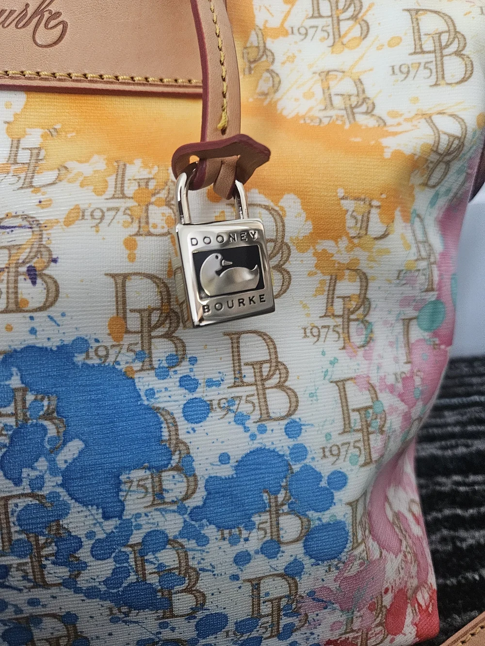 Dooney & Bourke 1975 Multicolor Signature Color Splash Satchel